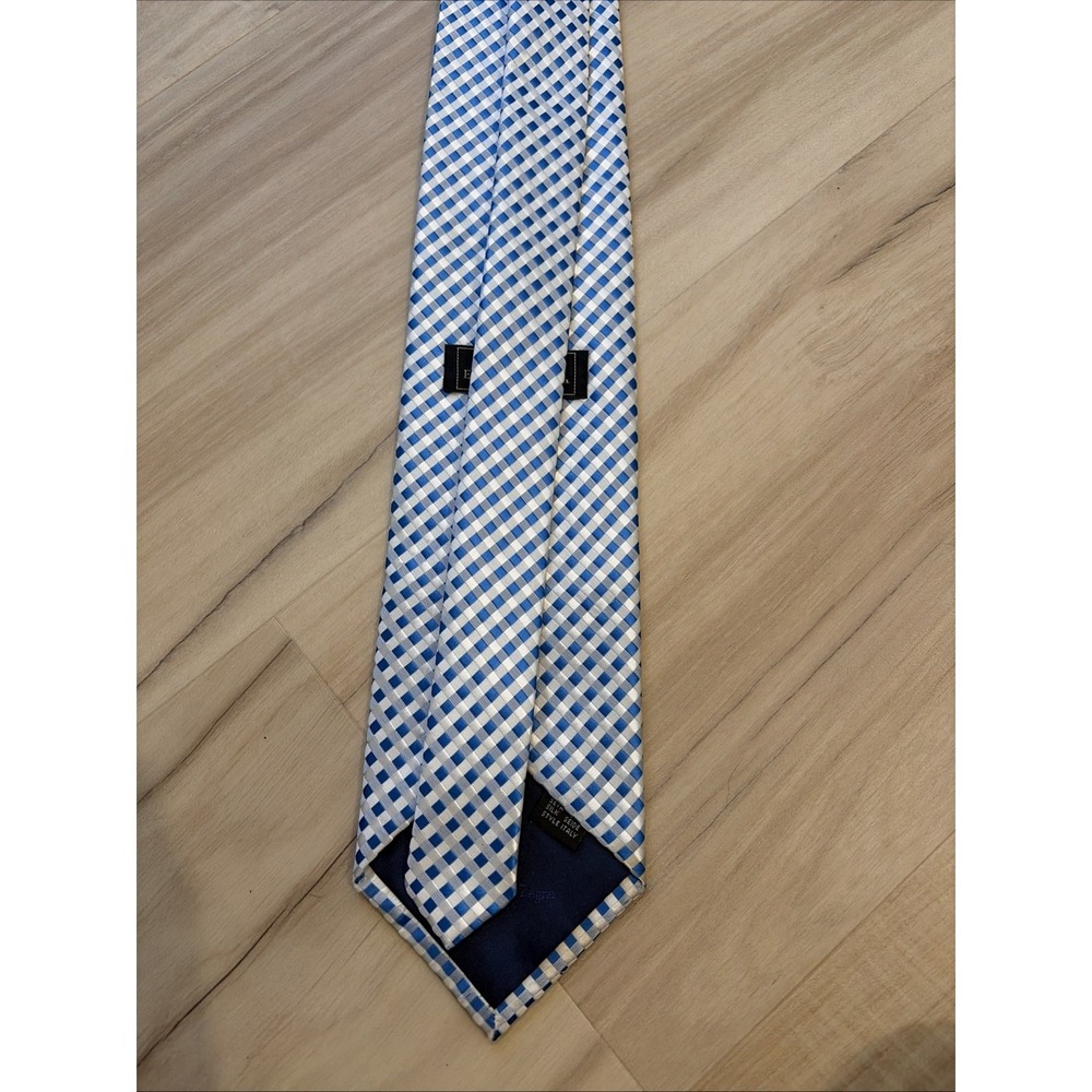 Ermenegildo Zegna Mens Silk Tie Classic Light Blue Geometric Italy - Picture 10 of 10